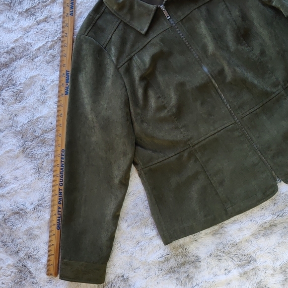Christopher & Banks Olive Zip Up Long Sleeves Cord Jacket Size L - Picture 12 of 14
